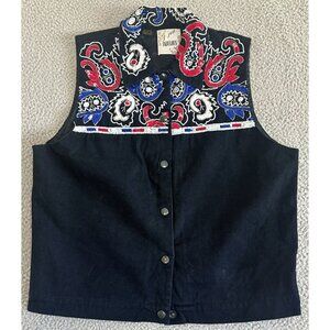 Vintage Just Fabulous Sequined Vest Black Beaded Western Jacket